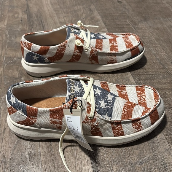 Ariat Hilo Distressed American Flag mock toe slip on loafer, FLX Foam cushion - Picture 4 of 10